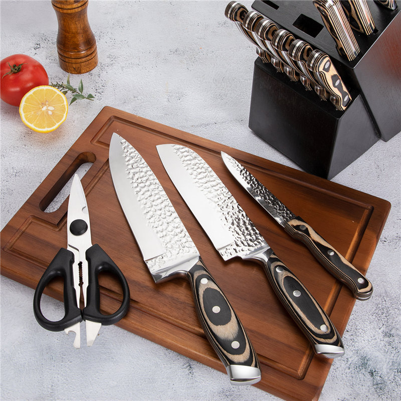 MK004B15 Pieces Kitchen Chef Knife Set with Wooden Block