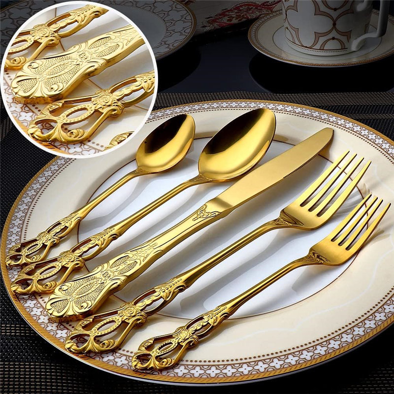 HT666 Retro Baroquel 20 Pieces Stainless Steel Silverware Set